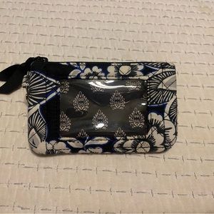 Vera Bradley women's cotton zip ID holder/lanyard in Midnight Floral